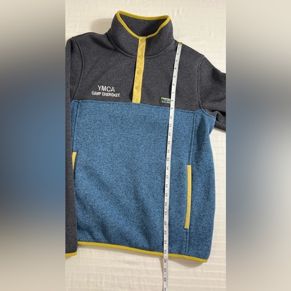 LL Bean Sweater Fleece Pullover Color Block YMCA Cherokee Logo Small S1 NEW - Picture 11 of 11
